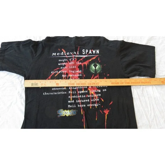 VTG Medieval‎ Spawn Todd McFarlane 1997 Giant Black Cotton T-Shirt Size Lg, NWOT